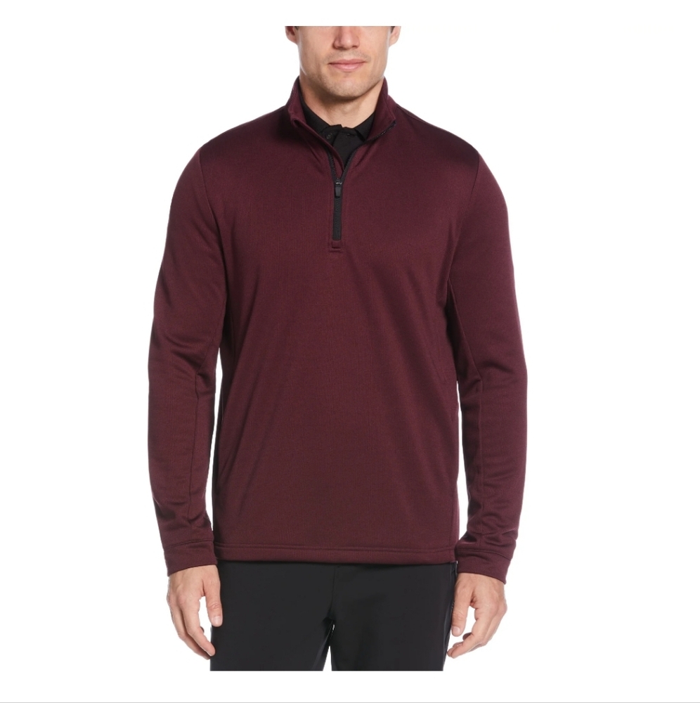 Men's Ben Hogan Micro Jacquard 1/4 Zip Long Sleeve Golf Pullover Fig Colored